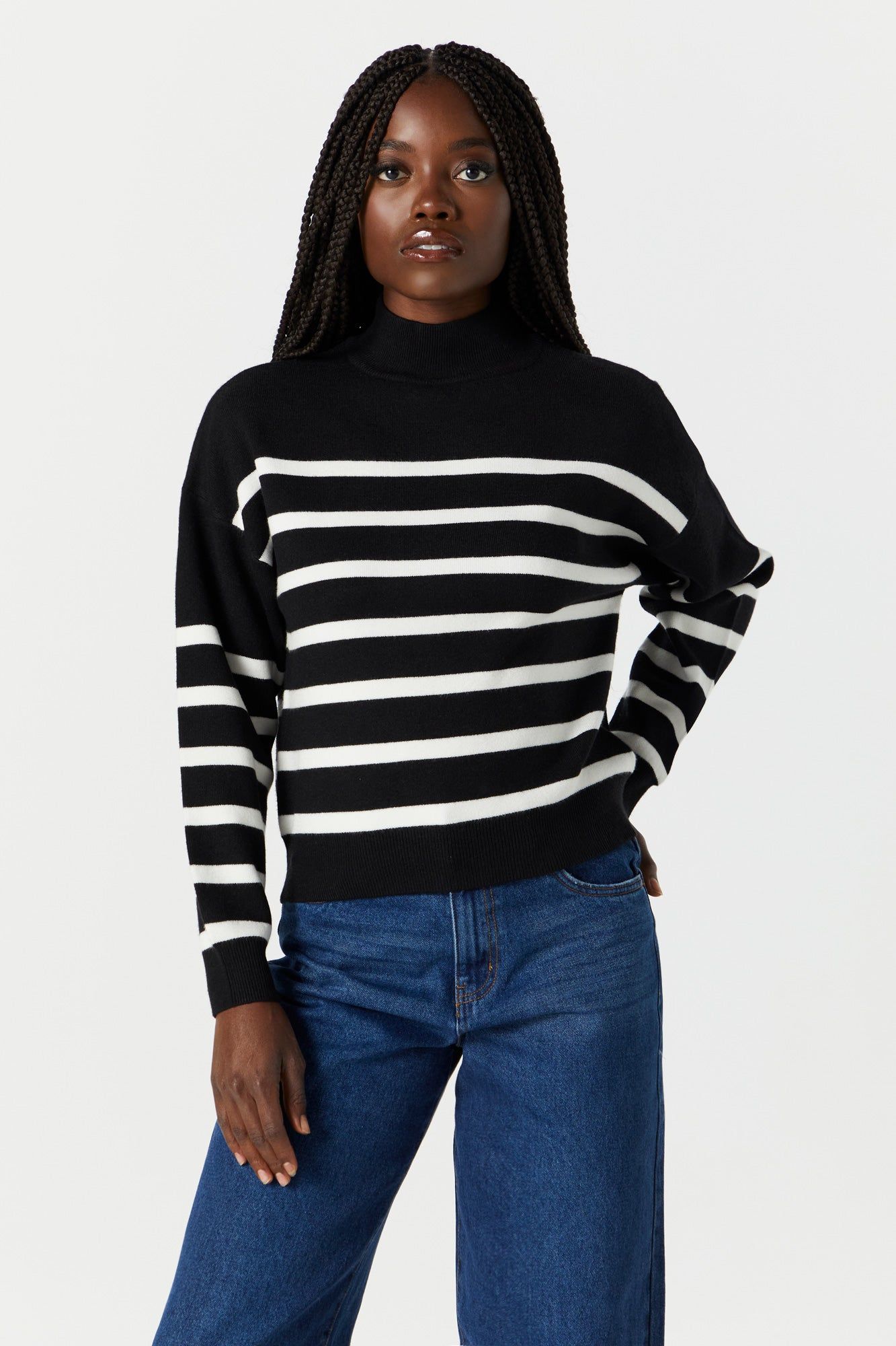 Mock Neck Striped Sweater sold by Urban Planet product image thumbnail 4