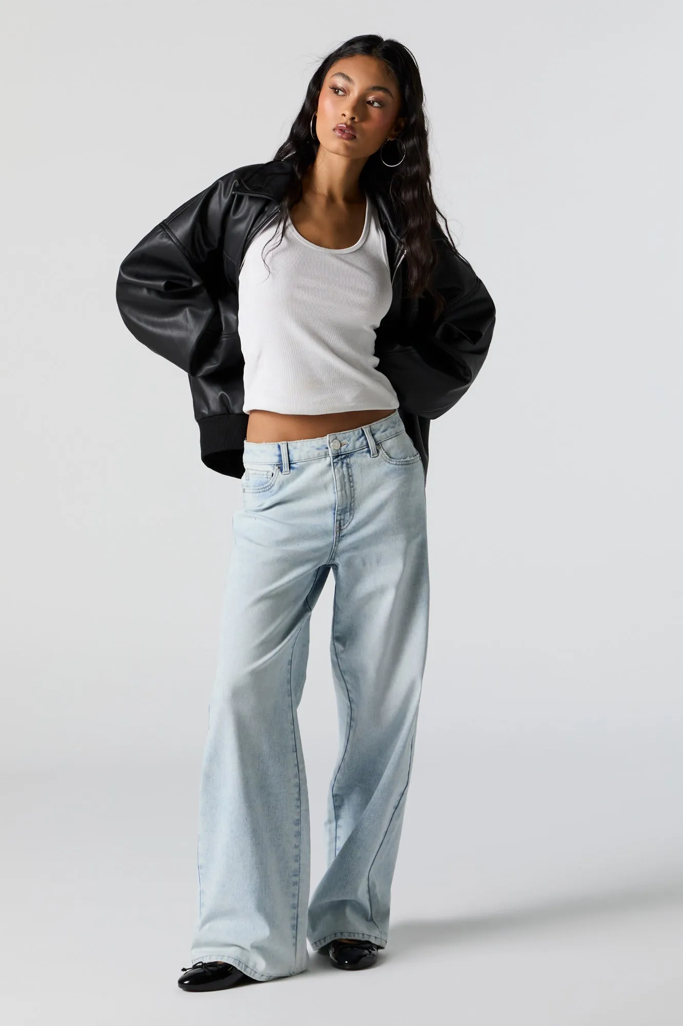 Jean extensible à taille haute et jambe large sold by Urban Planet product image thumbnail 4