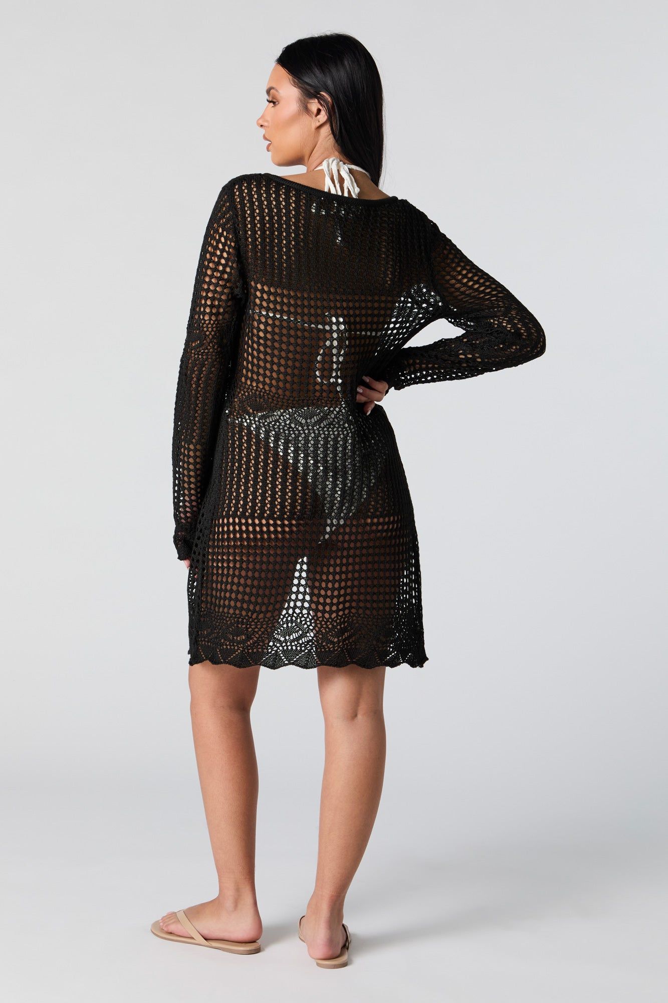 Couvre-maillot à manches longues crocheté avec attache avant sold by Urban Planet product image thumbnail 3