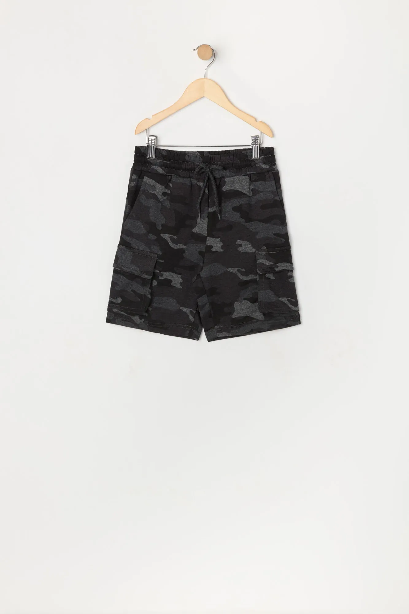 Boys Camo Fleece Drawstring Cargo Short sold by Urban Planet