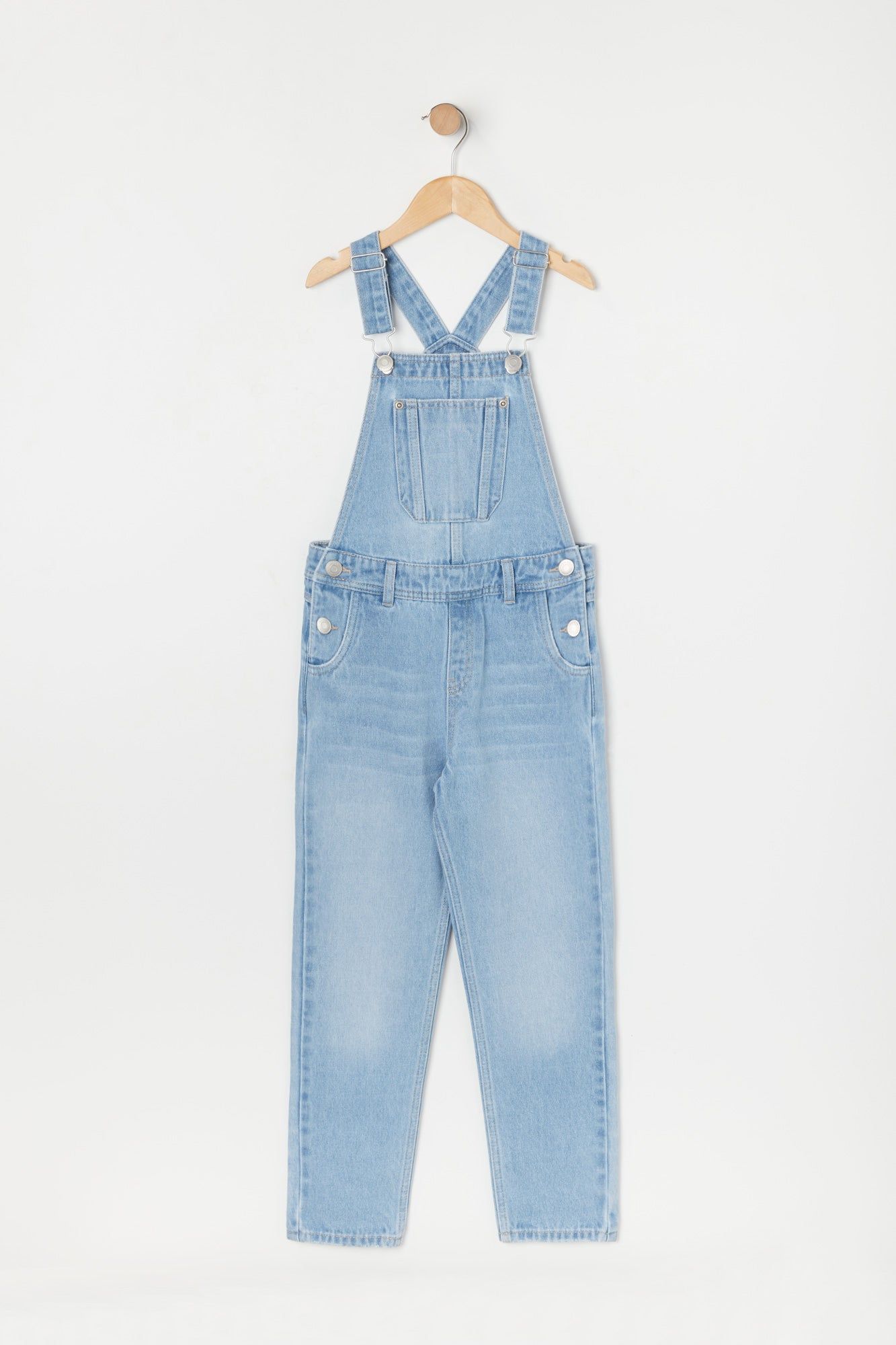 Girls Light Wash Denim Overall sold by Urban Planet