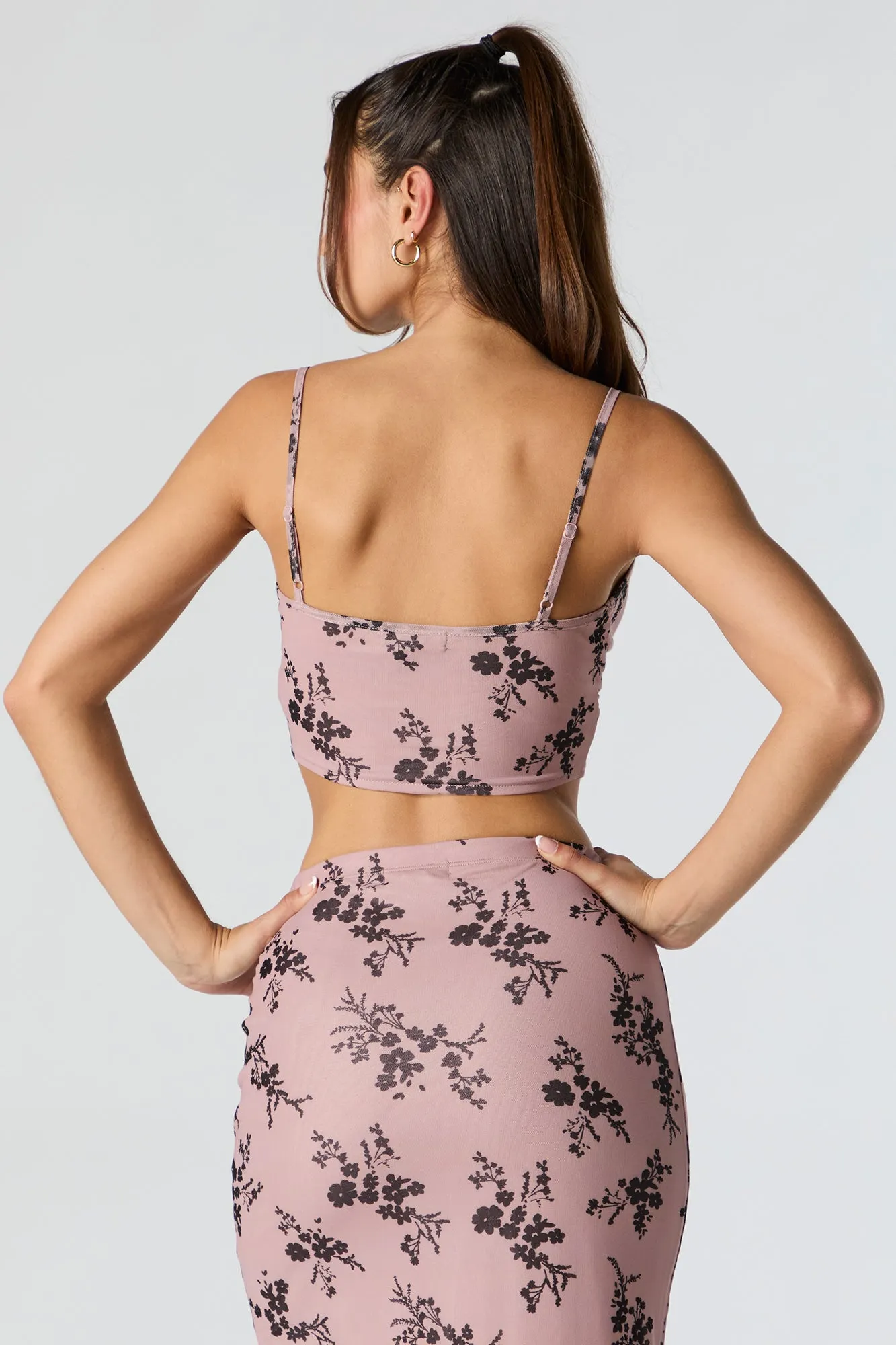 Printed Mesh Corset Crop Top sold by Urban Planet product image thumbnail 2