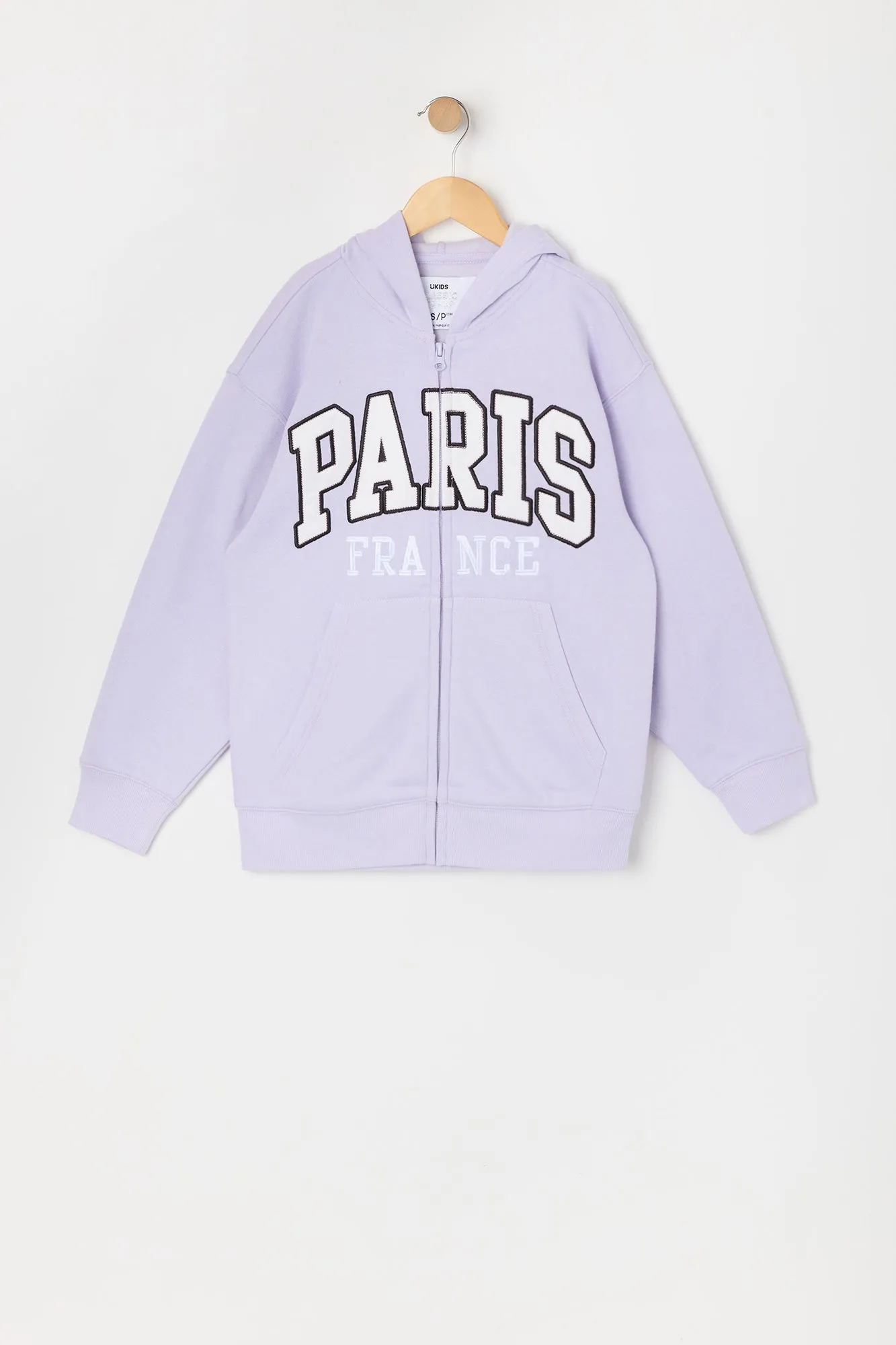 Girls Paris Embroidered Zip-Up Fleece Hoodie sold by Urban Planet