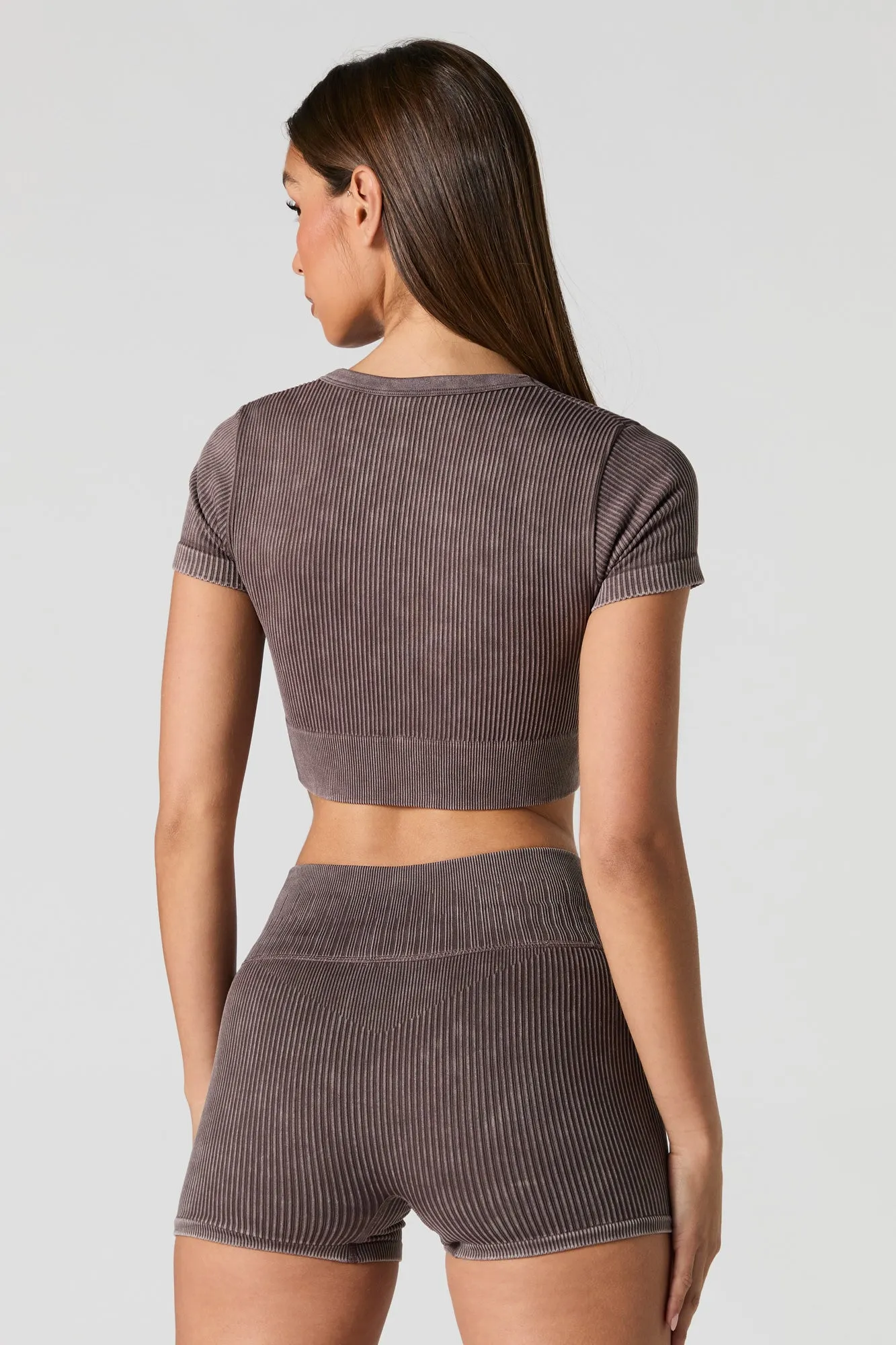 Sommer Ray Active Seamless Ribbed V-Neck T-Shirt sold by Urban Planet product image thumbnail 2