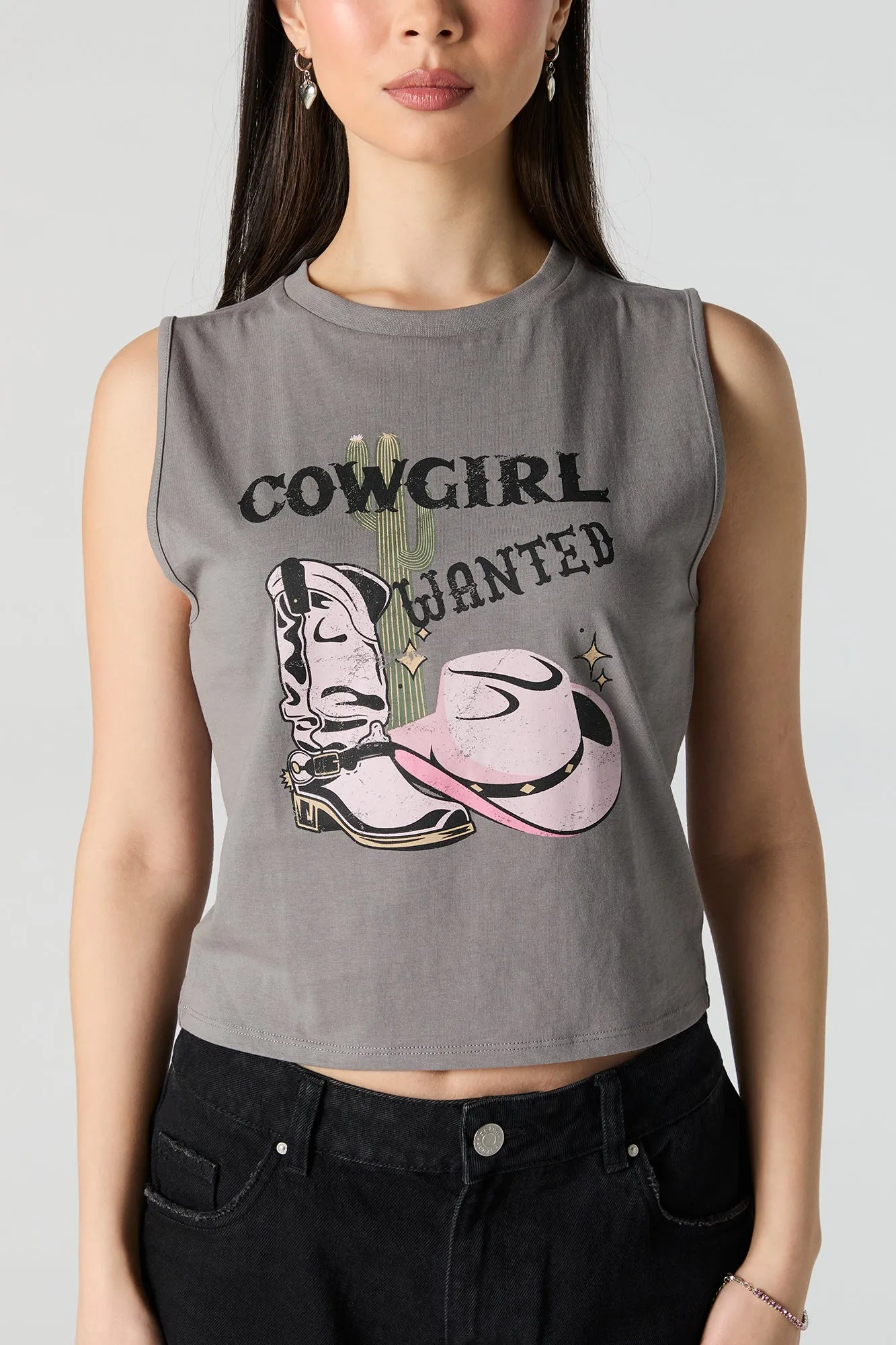 Cowgirl Wanted Graphic Cropped Tank sold by Urban Planet product image thumbnail 2
