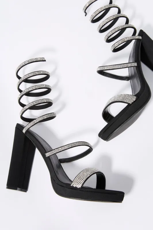 Rhinestone Wrap Up Platform Heel sold by Urban Planet