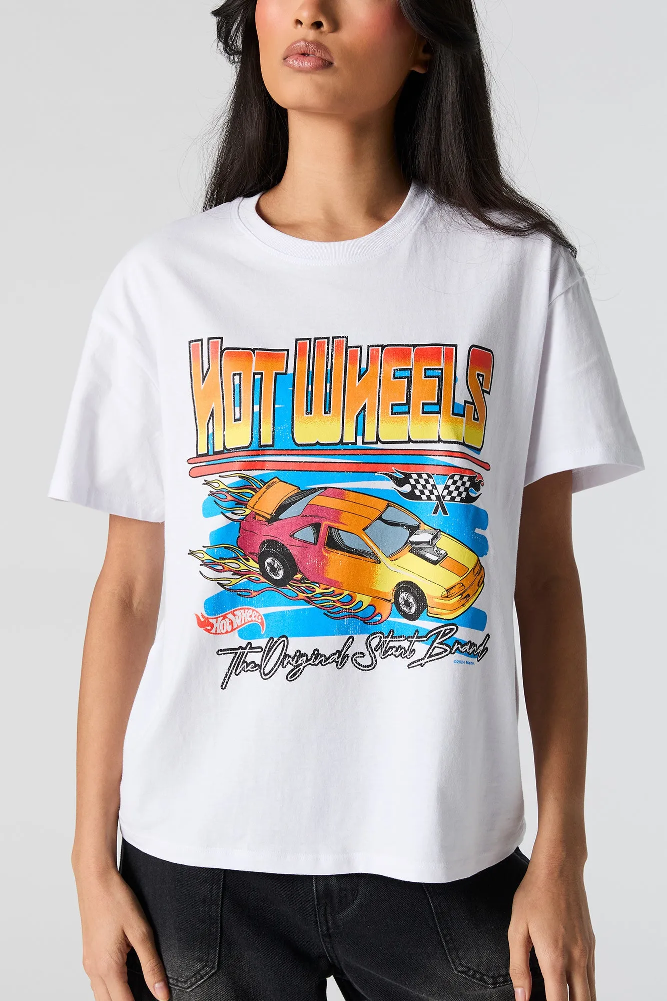 Hot Wheels™ White Graphic Boyfriend T-Shirt sold by Urban Planet