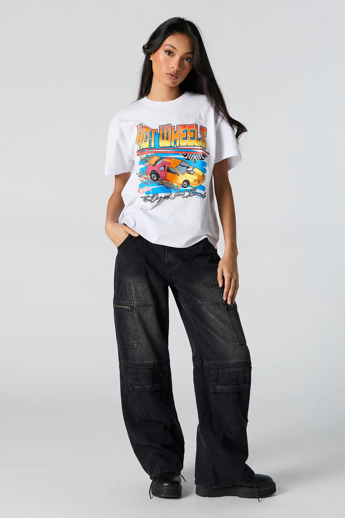 Hot Wheels™ White Graphic Boyfriend T-Shirt sold by Urban Planet product image thumbnail 3