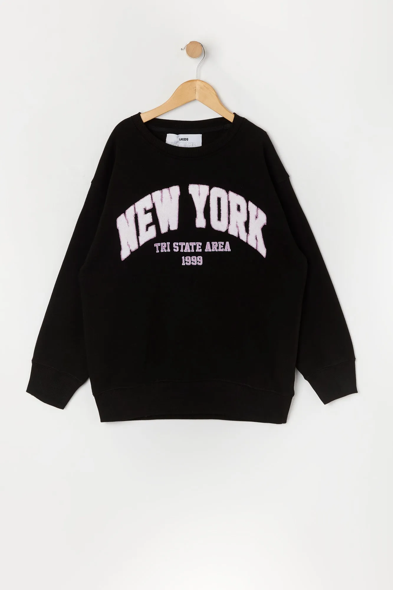 Girls Oversized Destination Chenille Embroidered Sweatshirt sold by Urban Planet product image thumbnail 3