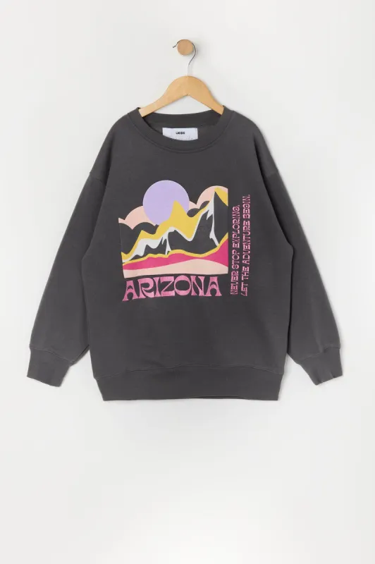 Girls Oversized Destination Chenille Embroidered Sweatshirt sold by Urban Planet