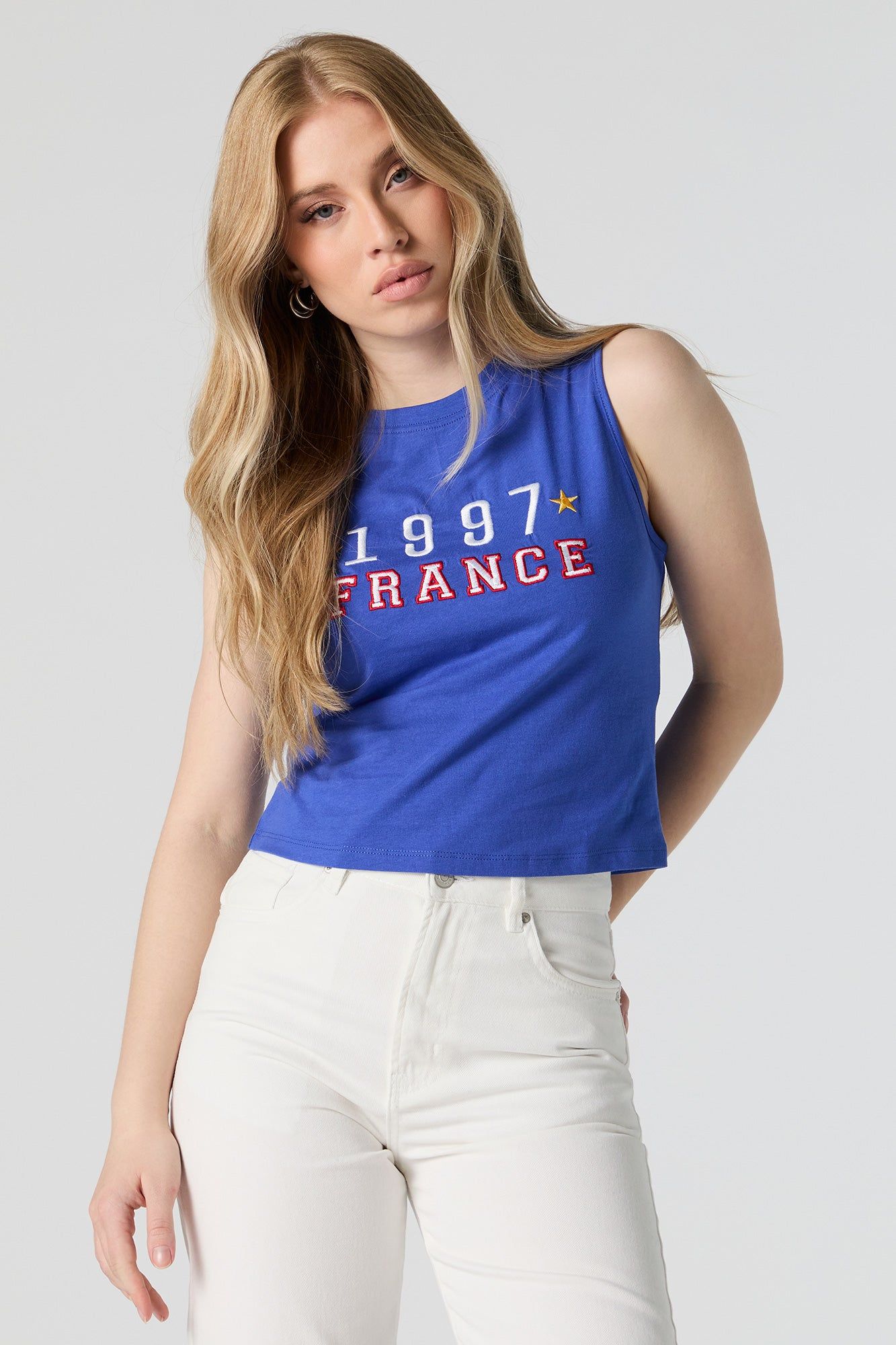 1997 France Embroidered Cropped Tank sold by Urban Planet