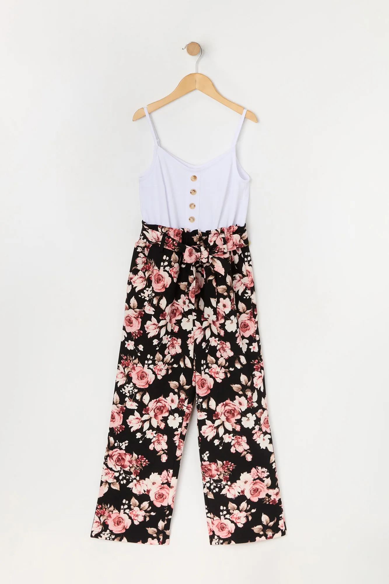 Girls Floral Print Belted Jumpsuit sold by Urban Planet