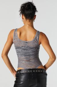 Grey Abstract Lace Bodysuit sold by Urban Planet