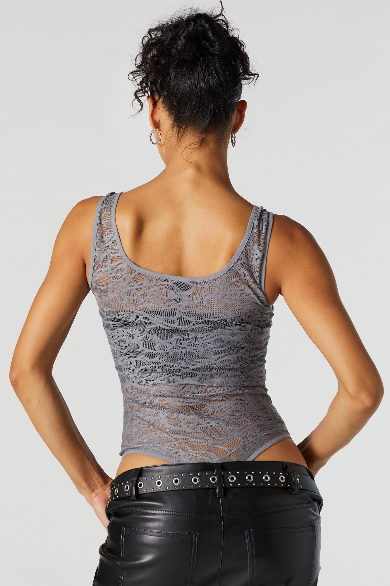 Grey Abstract Lace Bodysuit sold by Urban Planet product image thumbnail 2