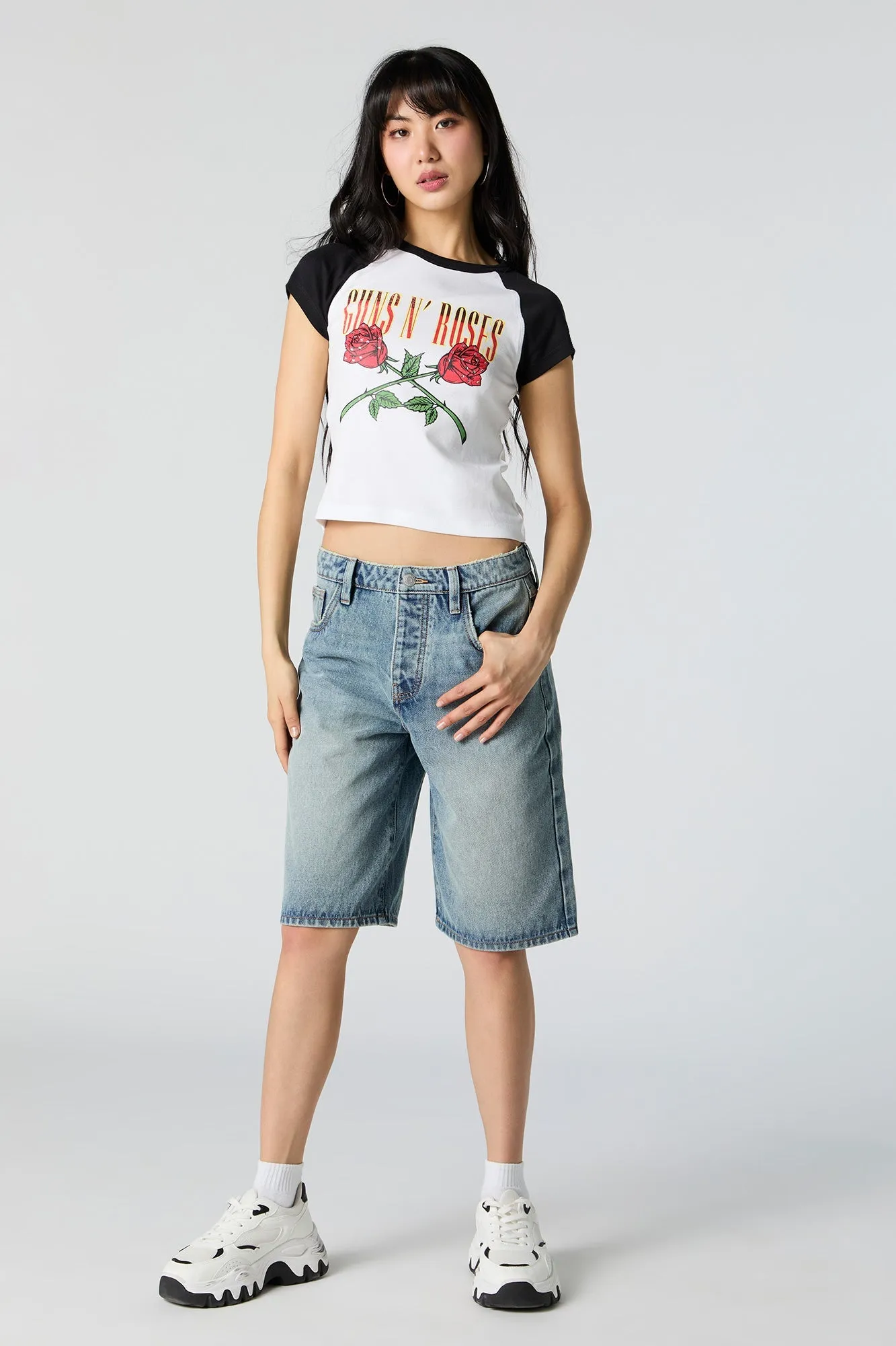 Guns n Roses Rhinestone Graphic Raglan T-Shirt sold by Urban Planet product image thumbnail 3