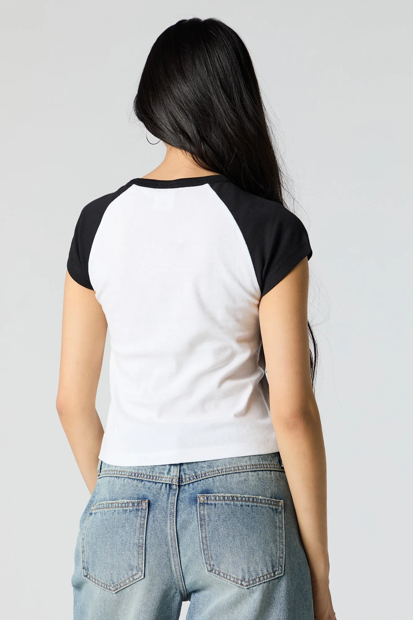 Guns n Roses Rhinestone Graphic Raglan T-Shirt sold by Urban Planet product image thumbnail 4