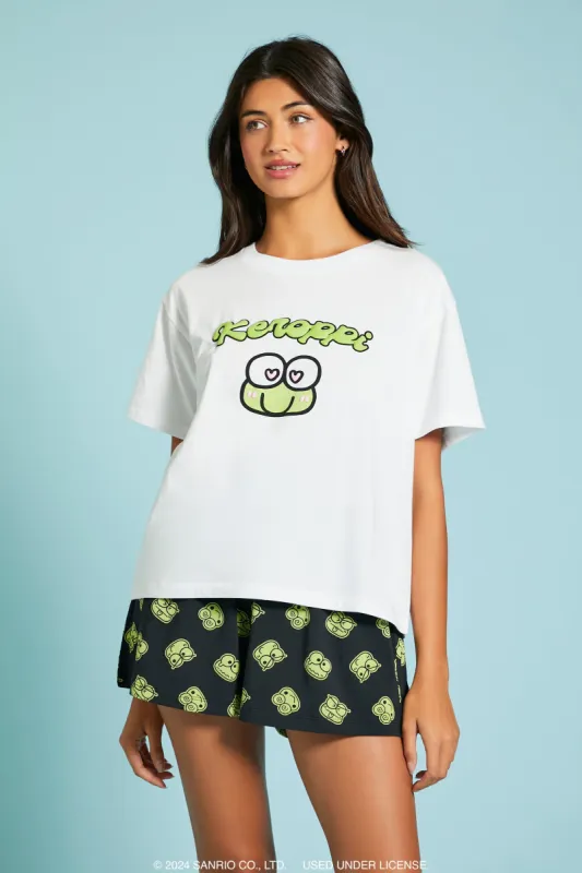 Keroppi T-Shirt and Short 2 Piece Pajama Set sold by Urban Planet