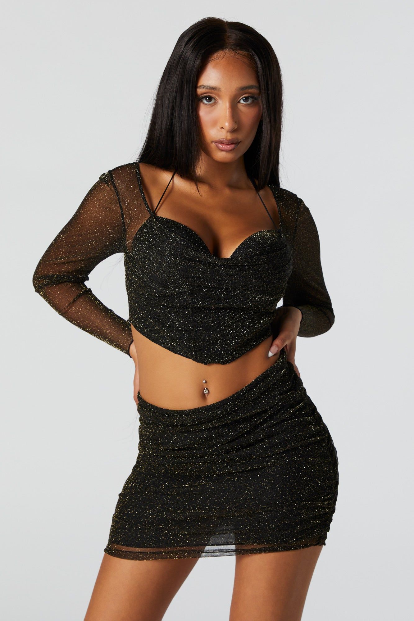 Sparkle Ruched Mini Skirt sold by Urban Planet product image thumbnail 2