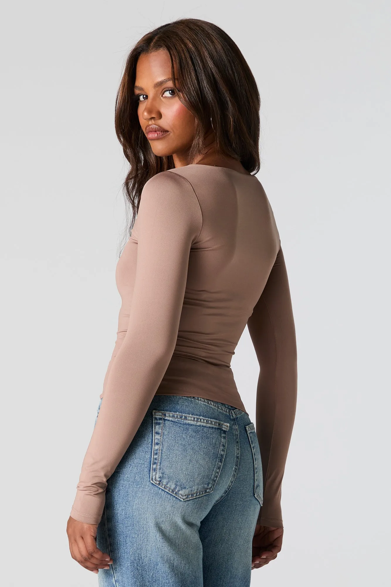 Haut profilé à manches longues avec encolure dégagée sold by Urban Planet product image thumbnail 2