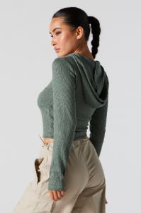 Ribbed Zip-Up Cropped Hoodie sold by Urban Planet