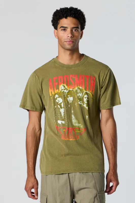 T-shirt délavé à imprimé Aerosmith sold by Urban Planet
