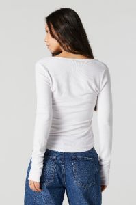 Henley V-Neck Long Sleeve Top sold by Urban Planet