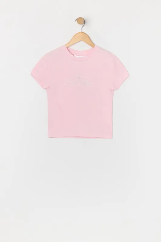 T-shirt à imprimé Princesse avec pierres du Rhin pour fille sold by Urban Planet
