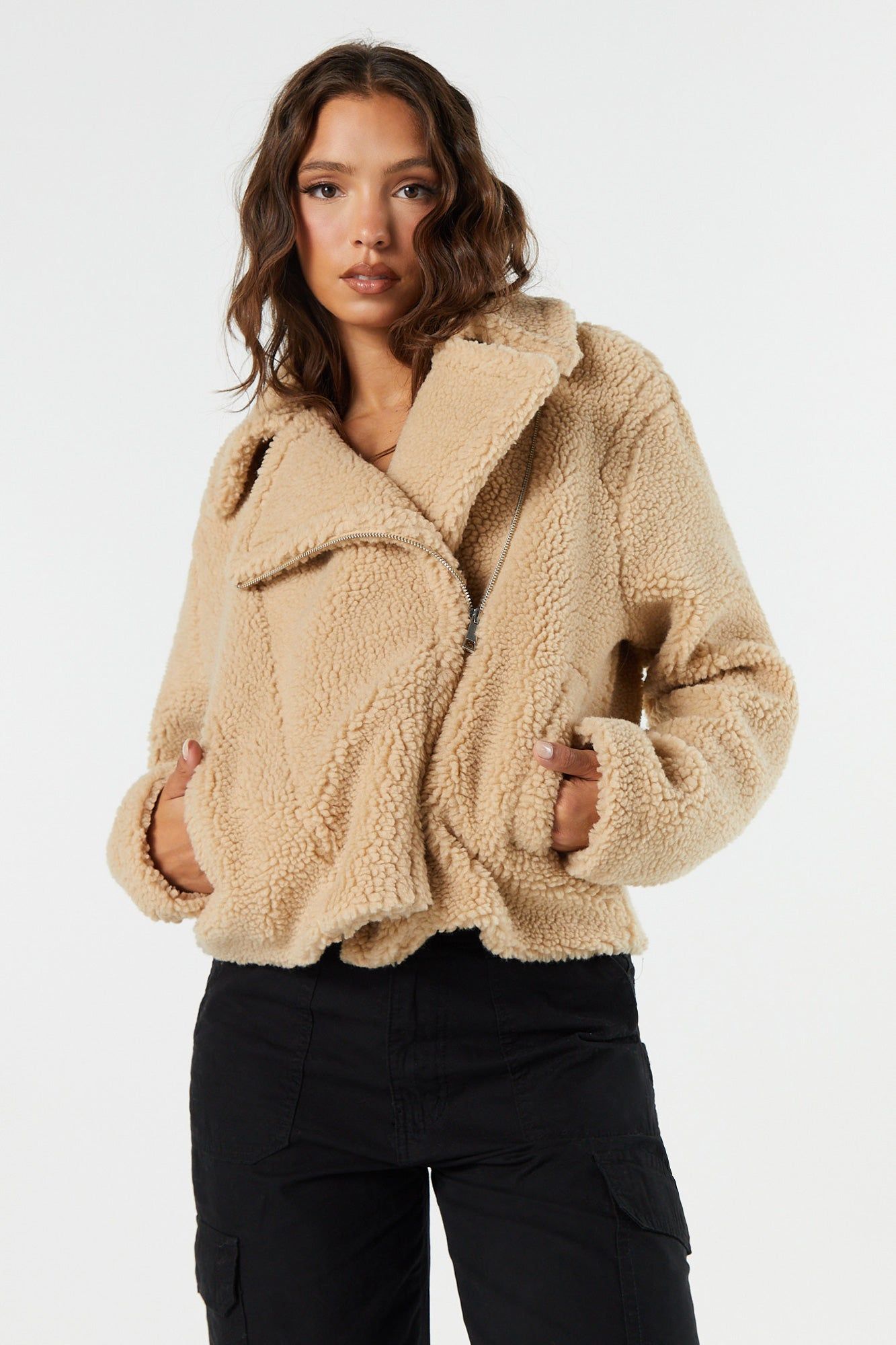 Plush Biker Jacket sold by Urban Planet
