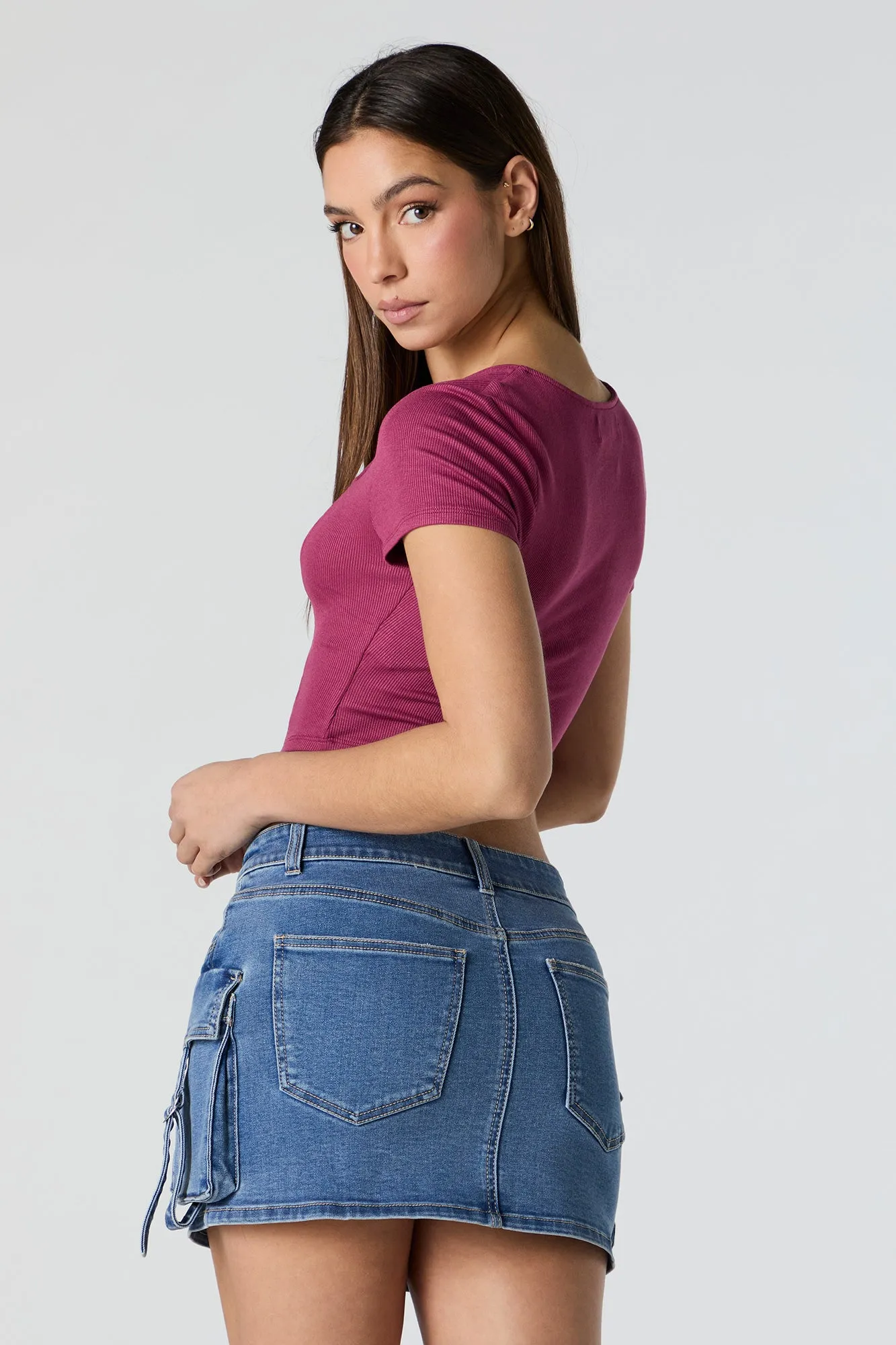 Denim D-Ring Cargo Mini Skirt sold by Urban Planet product image thumbnail 2