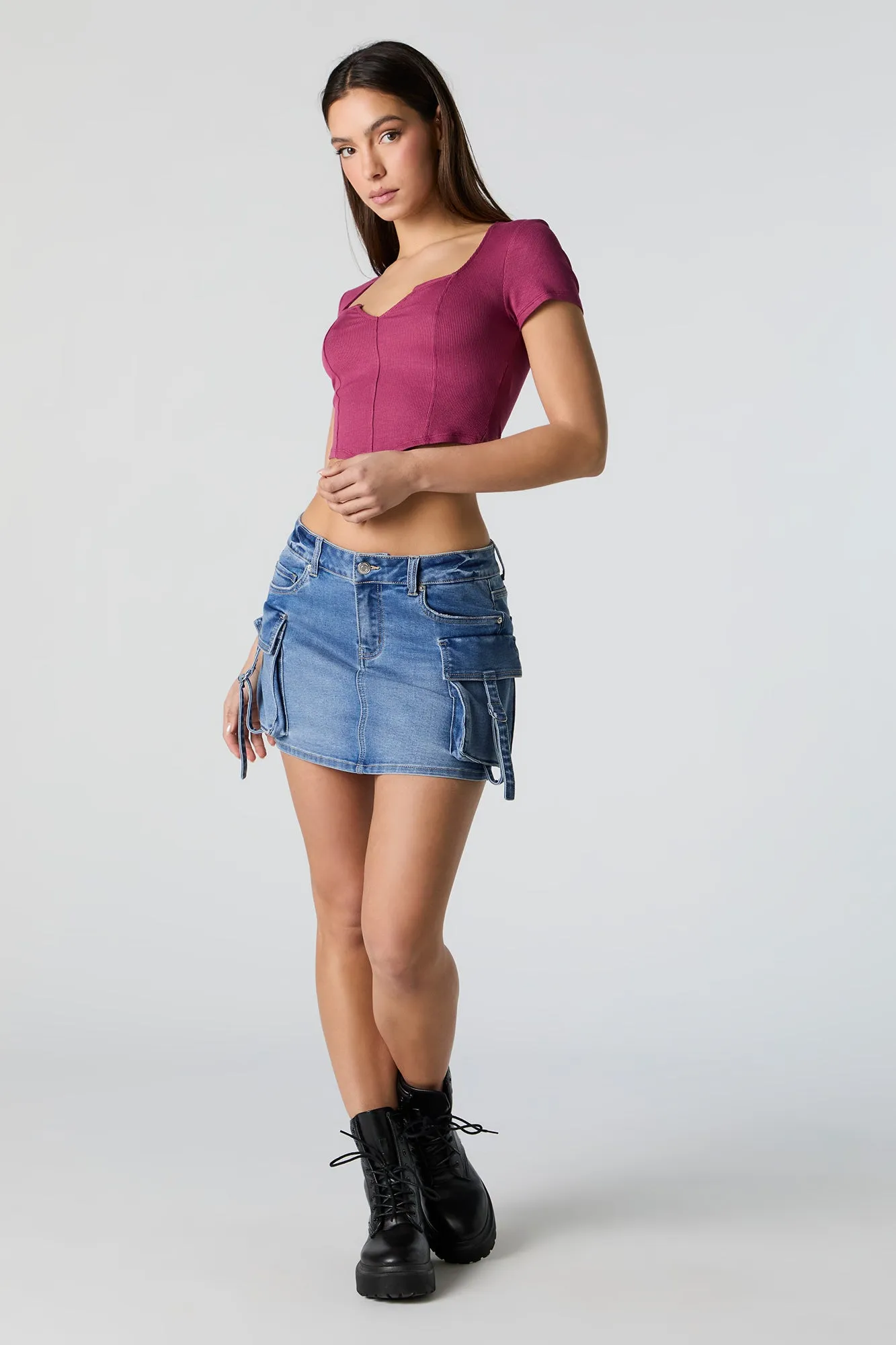 Denim D-Ring Cargo Mini Skirt sold by Urban Planet product image thumbnail 3