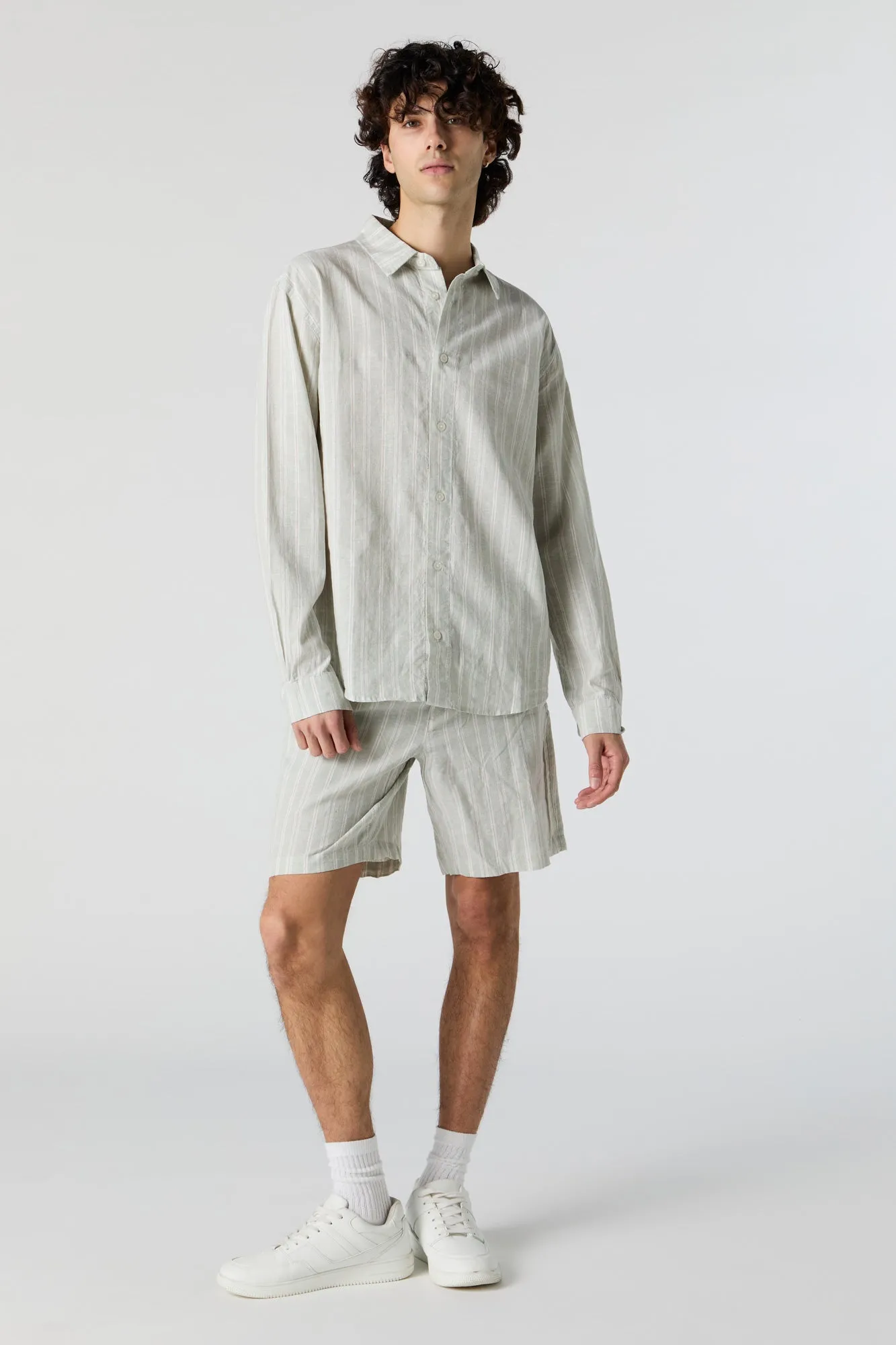 Haut boutonné en lin rayé sold by Urban Planet product image thumbnail 3