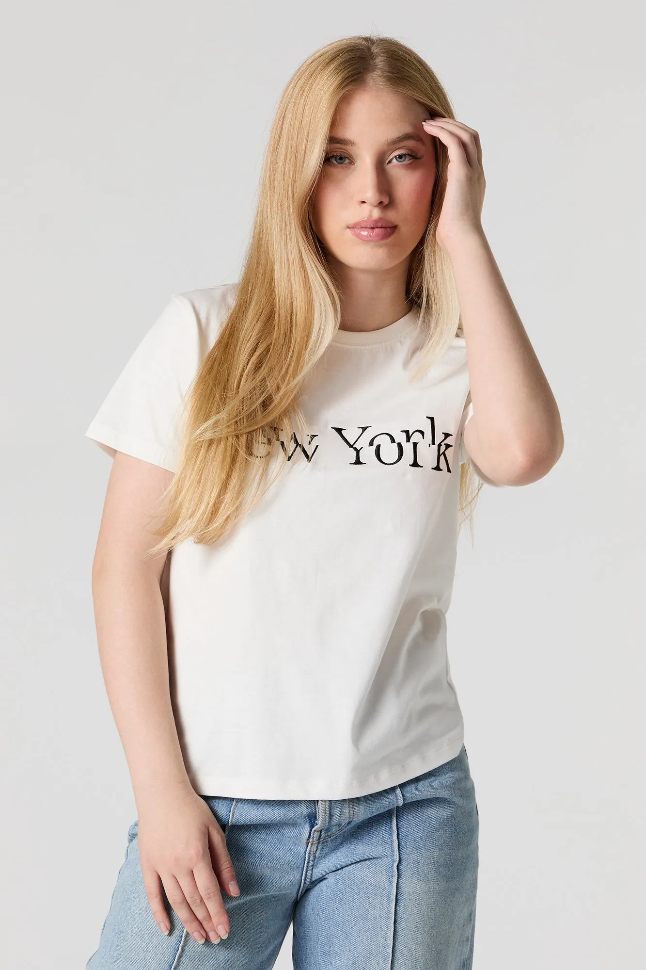 New York Embroidered Boyfriend T-Shirt sold by Urban Planet