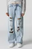 Medium Wash Distressed Low Rise Skater Jean sold by Urban Planet