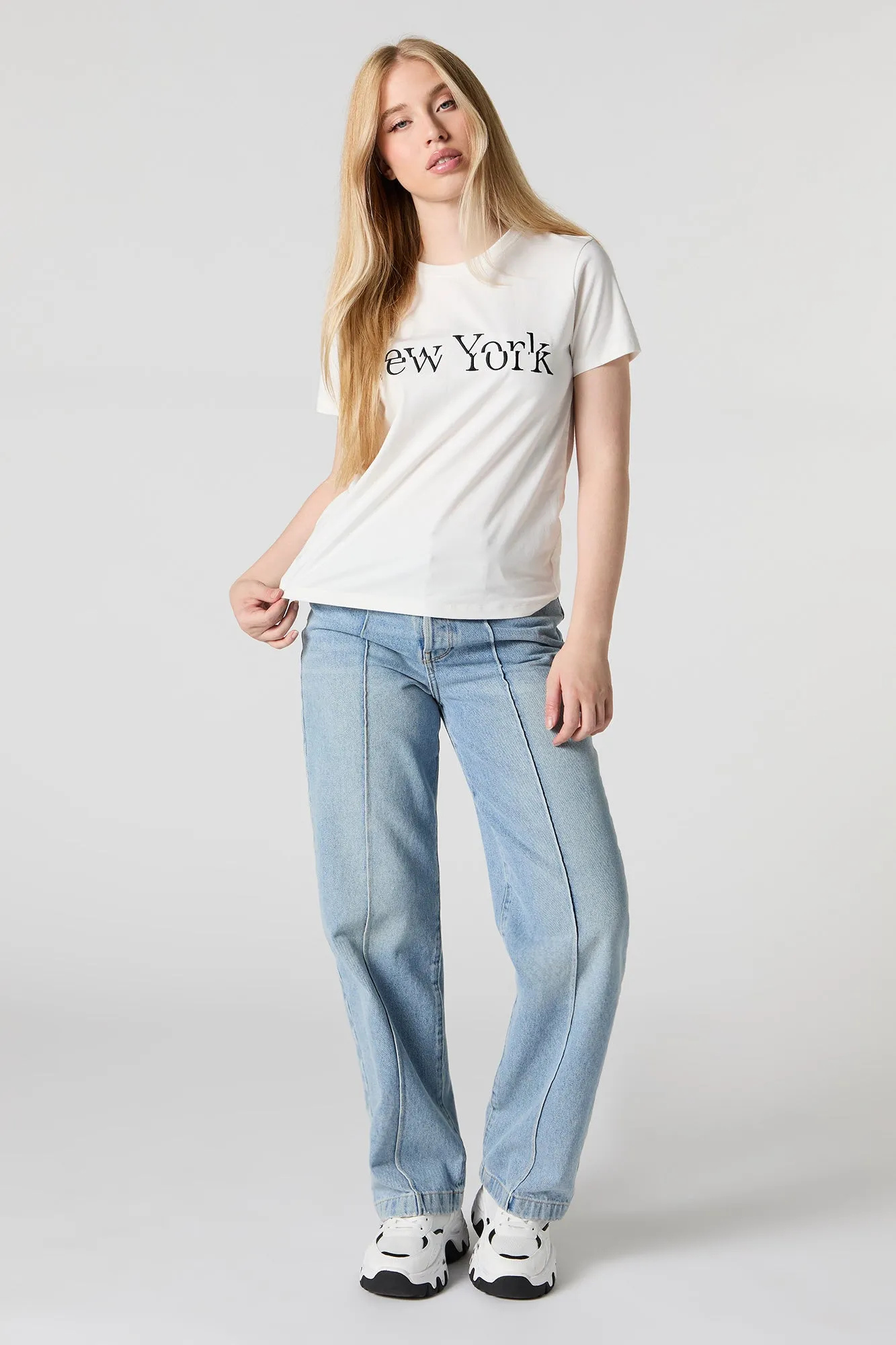 New York Embroidered Boyfriend T-Shirt sold by Urban Planet product image thumbnail 3