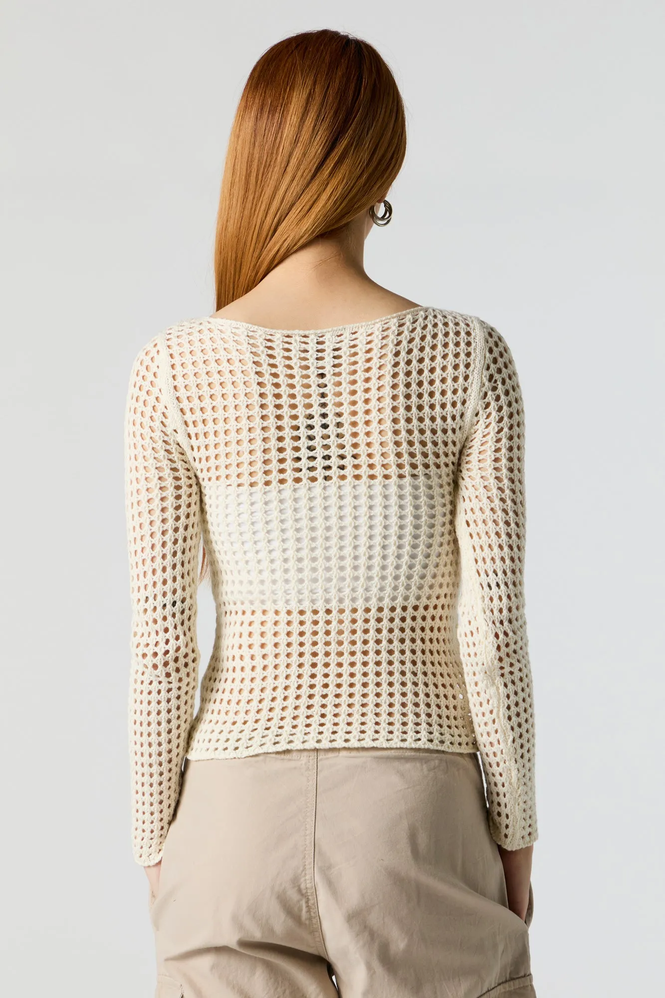 Haut en tricot ajjouré à manches longues sold by Urban Planet product image thumbnail 2