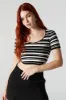 Ribbed Striped Knit Cropped Short Sleeve Top sold by Urban Planet