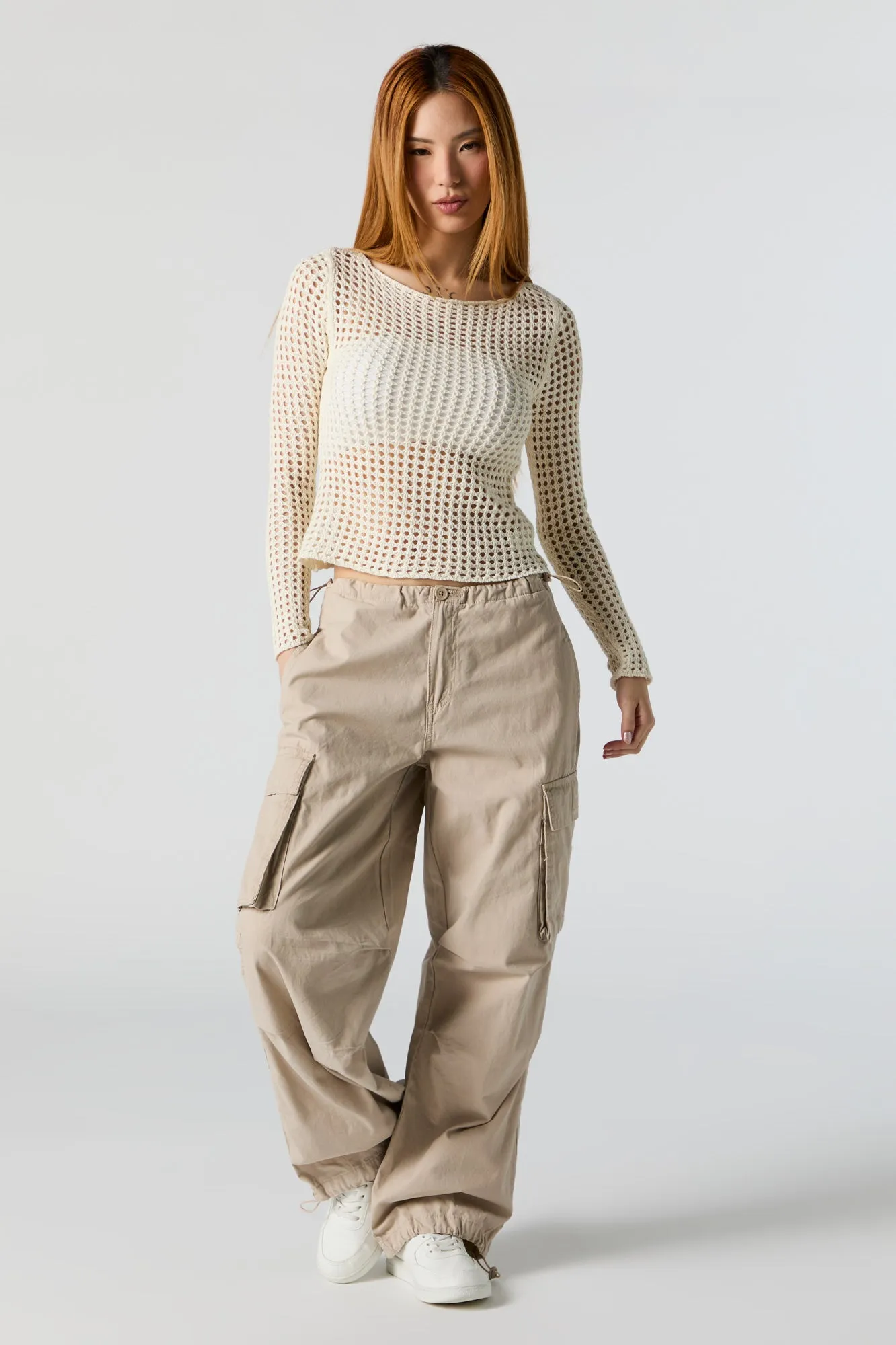 Haut en tricot ajjouré à manches longues sold by Urban Planet product image thumbnail 3