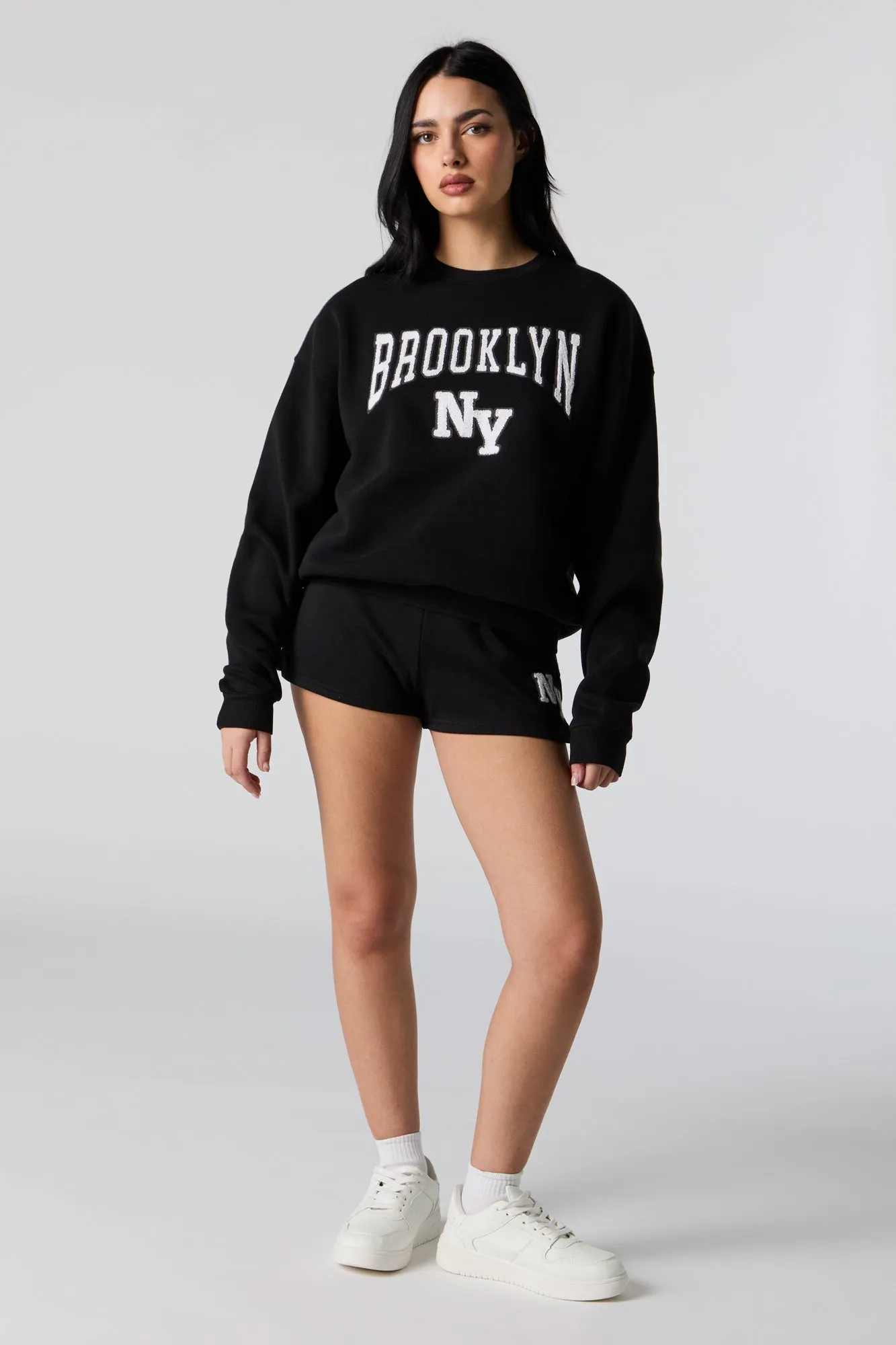 Brooklyn Chenille Embroidered Fleece Sweatshirt sold by Urban Planet product image thumbnail 3