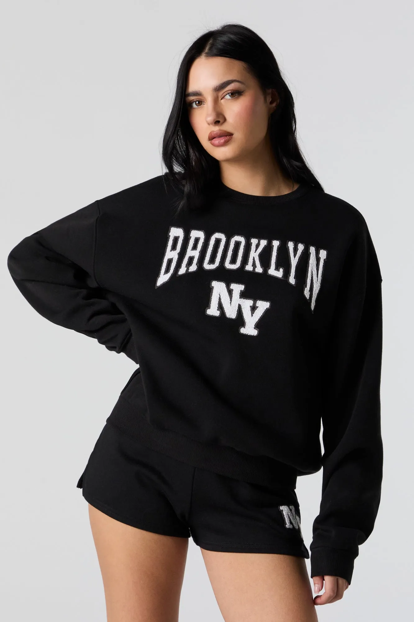 Brooklyn Chenille Embroidered Fleece Sweatshirt sold by Urban Planet
