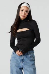 Contour Cut Out Mock Neck Bodysuit sold by Urban Planet