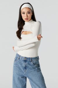 Contour Cut Out Mock Neck Bodysuit sold by Urban Planet