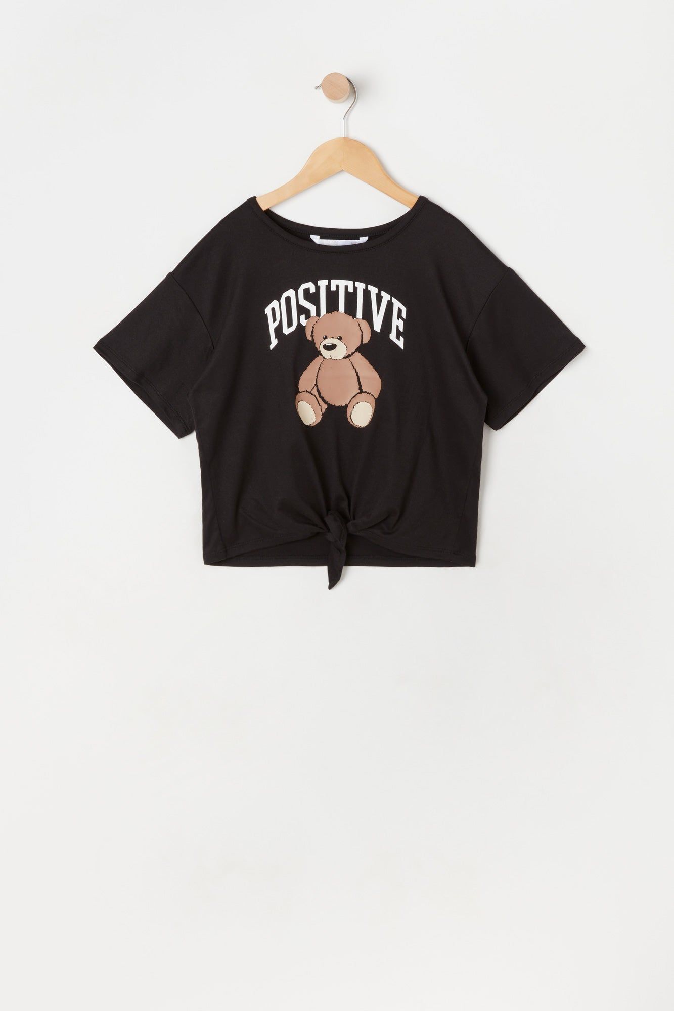 Girls Front Tie Positive Bear Graphic T-Shirt sold by Urban Planet