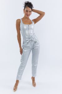 Pantalon à taille haute cintrée en similicuir avec ceinture sold by Urban Planet