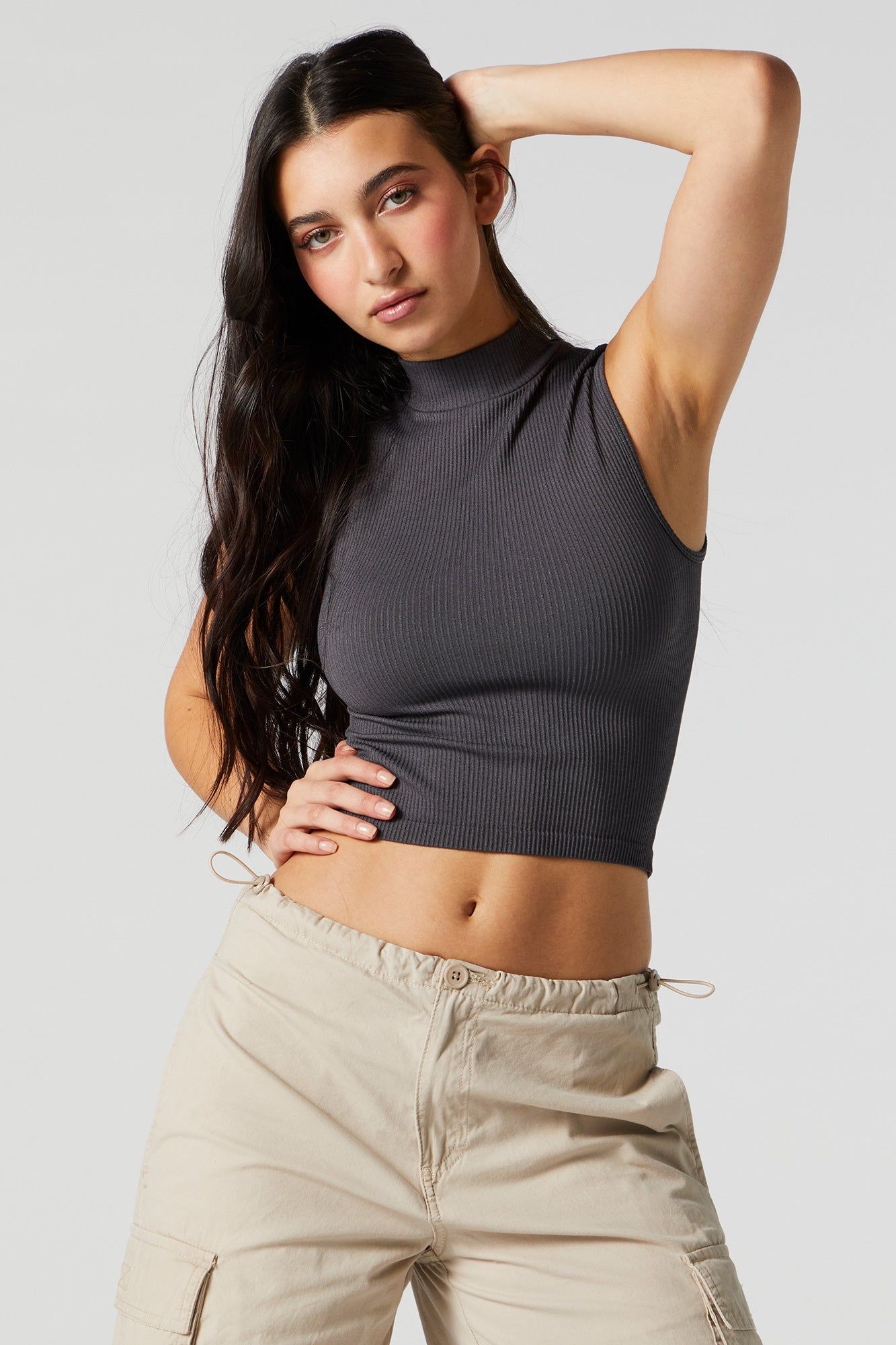 Ribbed Mock Neck Tank sold by Urban Planet product image thumbnail 5