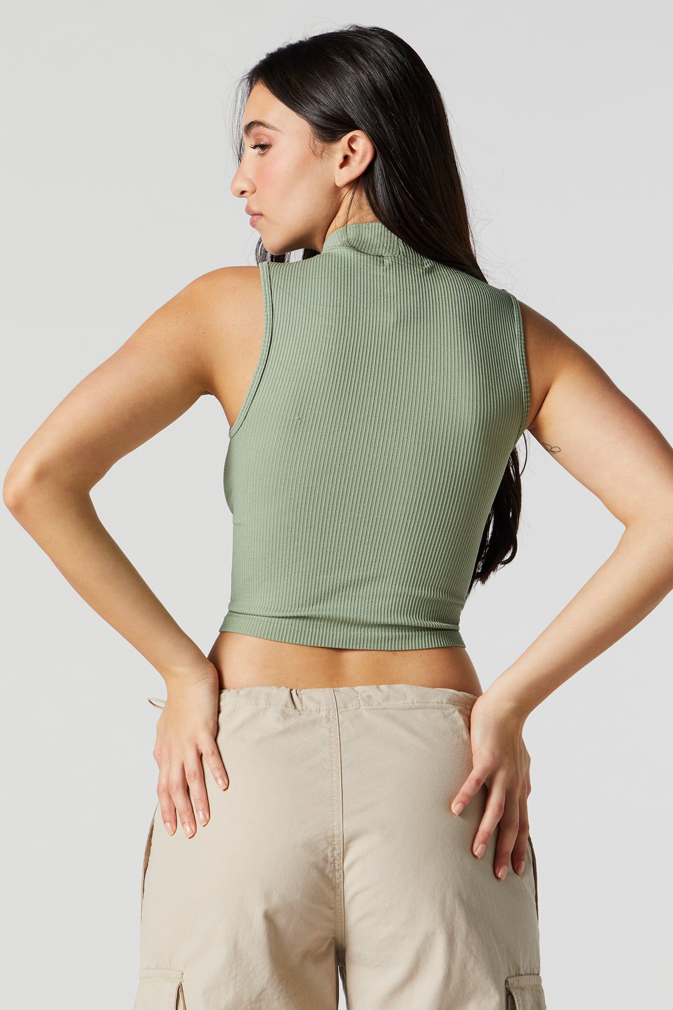 Ribbed Mock Neck Tank sold by Urban Planet product image thumbnail 2