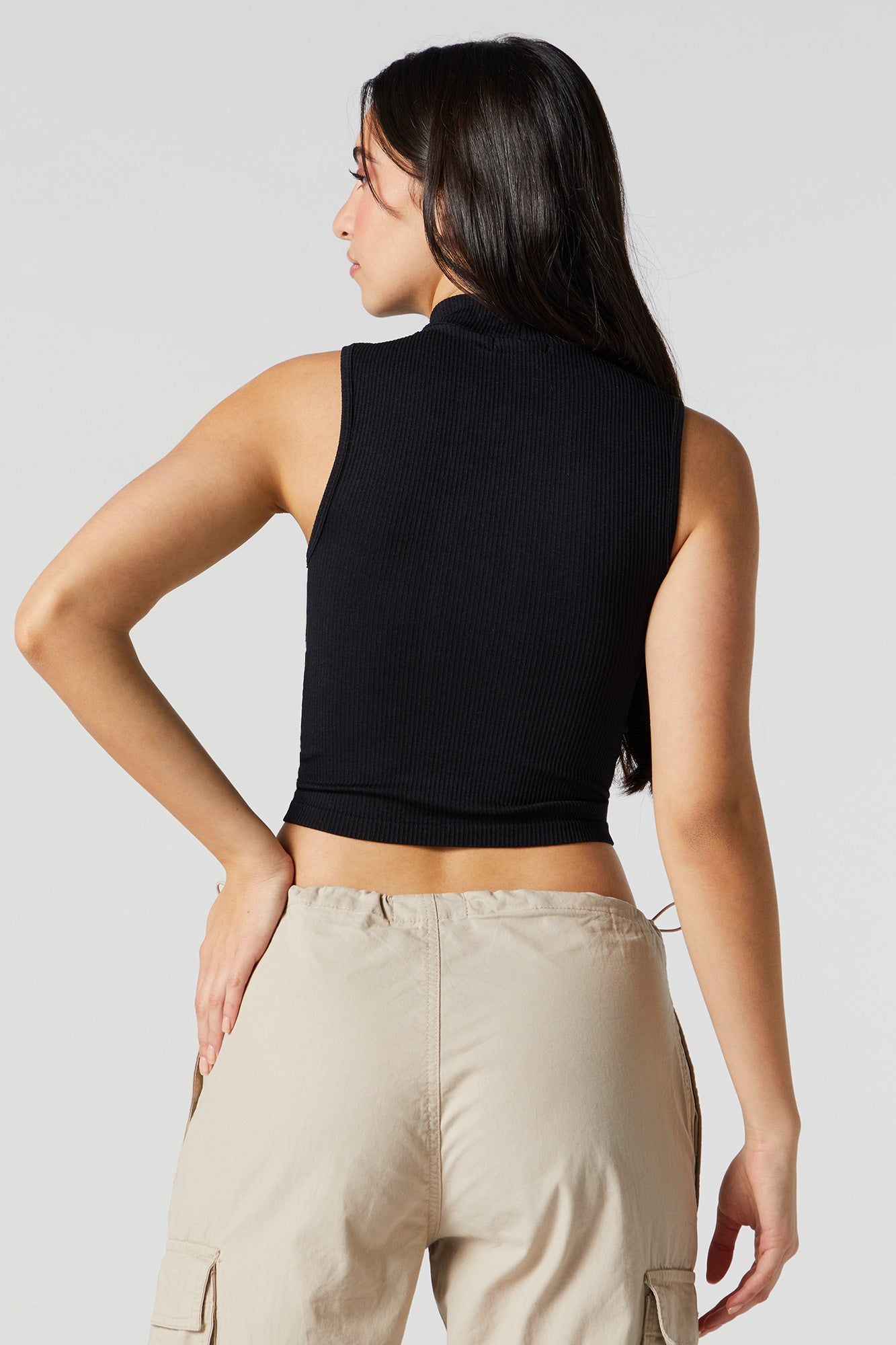Ribbed Mock Neck Tank sold by Urban Planet product image thumbnail 4