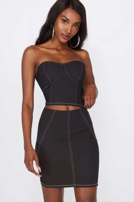 High-Rise Contrast Stitch Mini Skirt sold by Urban Planet