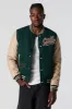 Blouson de style universitaire avec manches en similicuir et motif brodé sold by Urban Planet