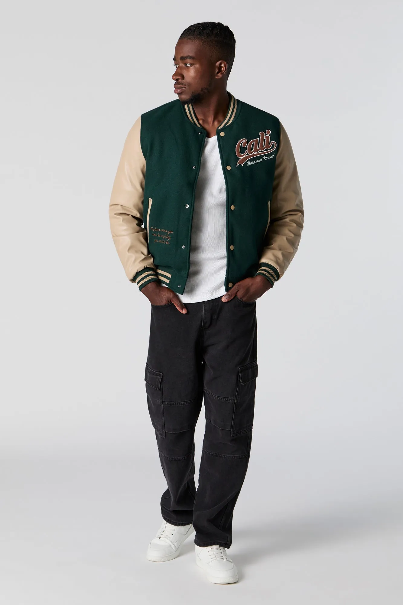 Blouson de style universitaire avec manches en similicuir et motif brodé sold by Urban Planet product image thumbnail 4