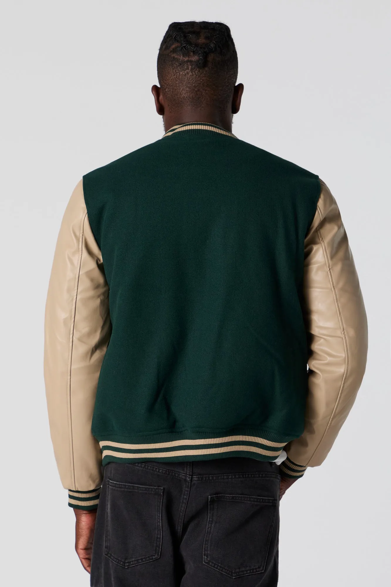 Blouson de style universitaire avec manches en similicuir et motif brodé sold by Urban Planet product image thumbnail 3